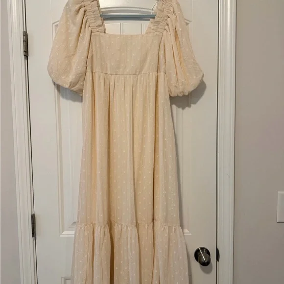 NWOT! The Post Cream Smocked Dress - Picture 1 of 4
